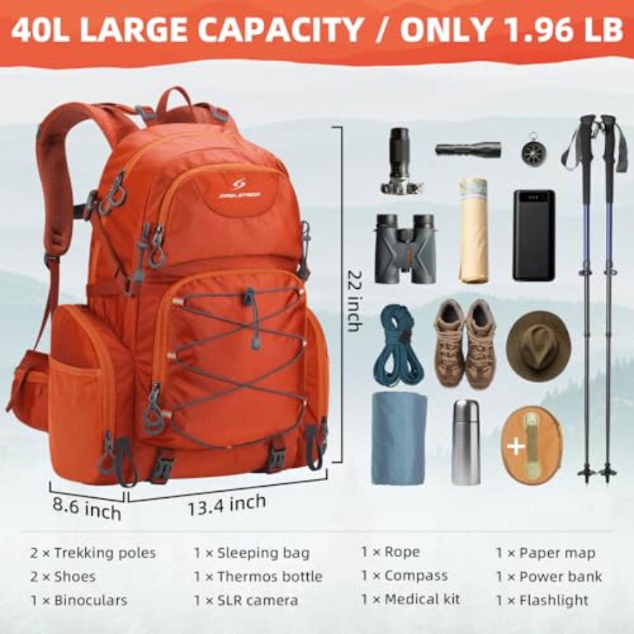 Hiking Backpack, 40L Waterproo - Rain Cover Backpack recension och pris