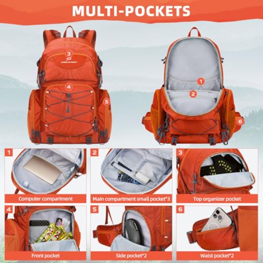 Hiking Backpack, 40L Waterproo - Rain Cover Backpack recension och pris