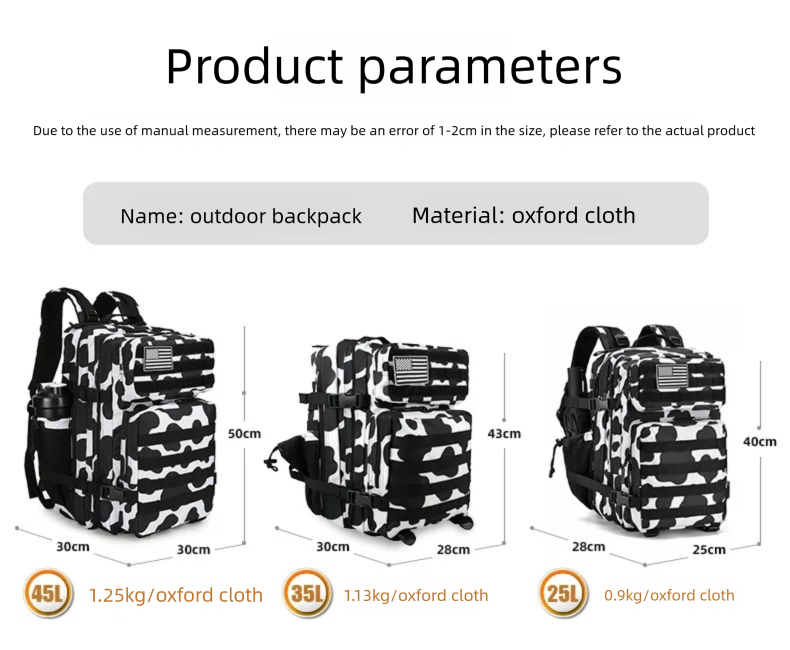 45L/35L/25L Tactical Backpack  - Hiking Backpack Waterproof recension och pris